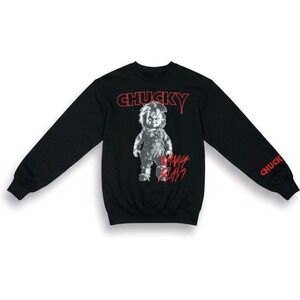 Chucky Wanna Play Horror Sweatshirt Embroidered Logo Black‎ Adult Small